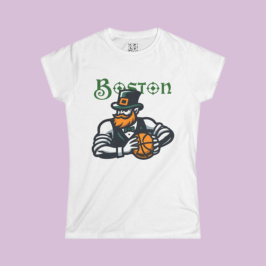 Boston Basketball Design Women's Softstyle Tee