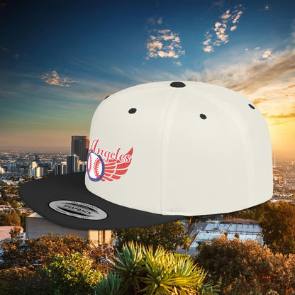LA Baseball Wings Flat Bill Snapback Hat