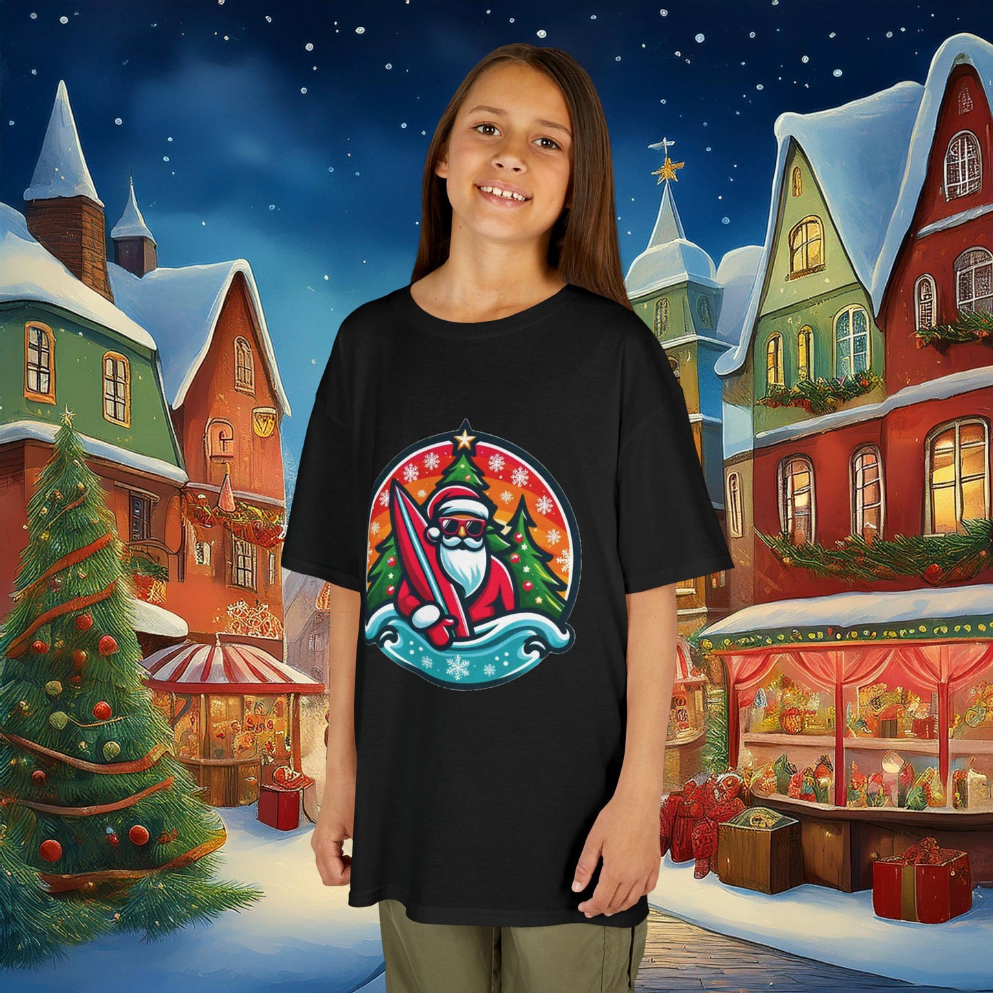 Catching Waves Santa Kids Tee