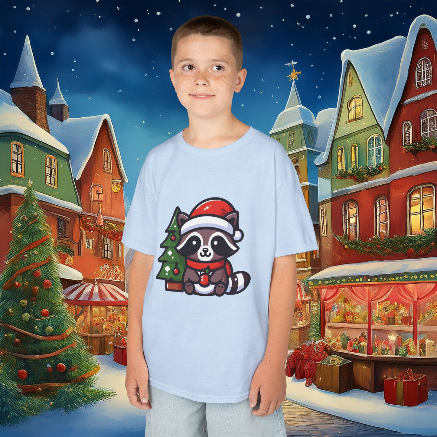 Christmas Raccoon Kids Tee