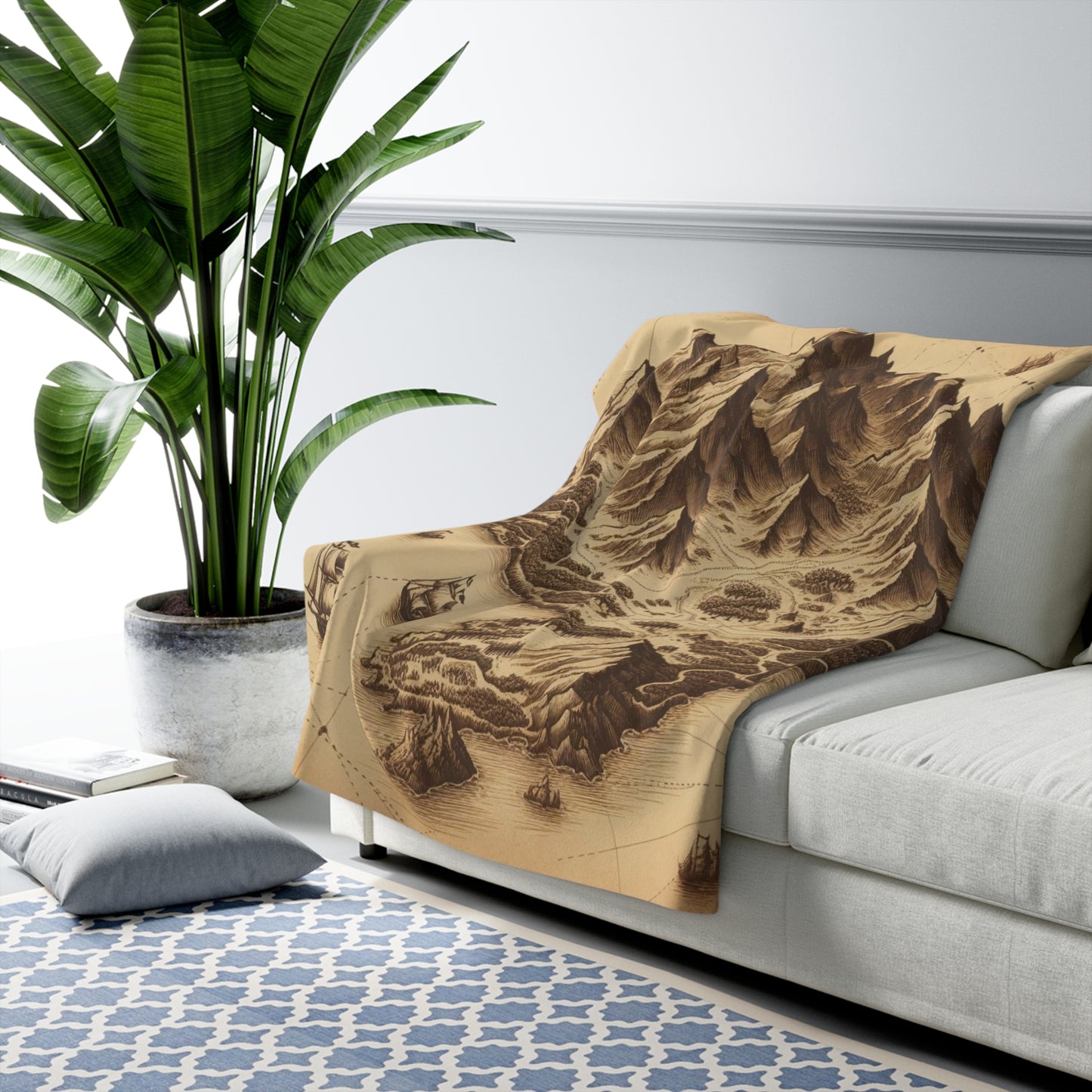Island Map Sherpa Fleece Blanket