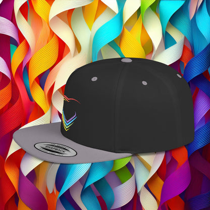 Rainbow Heart Flat Bill Snapback
