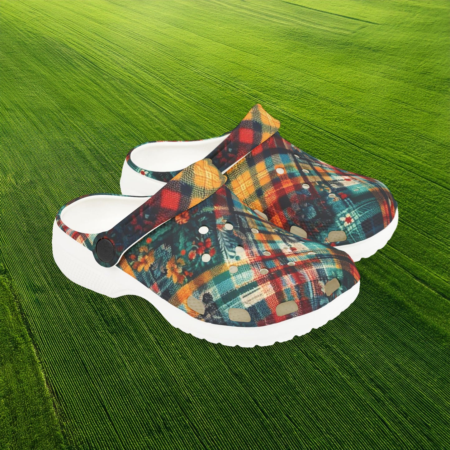 Floral Plaid Kid's Foam Clogs