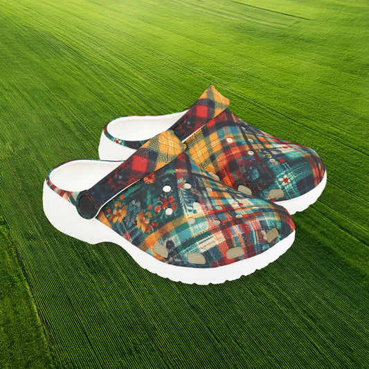 Floral Plaid Kid's Foam Clogs