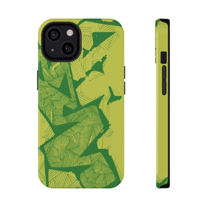 Electric Green and Gold Impact-Resistant Phone Case