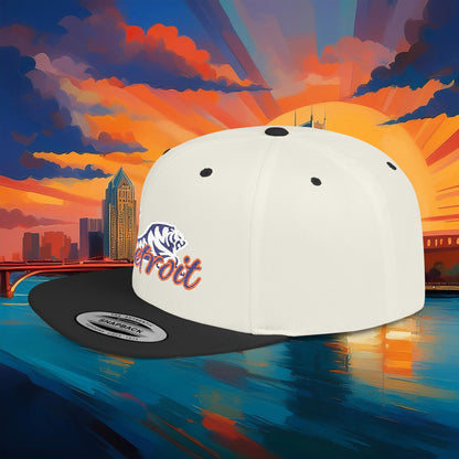 Detroit White Tiger Flat Bill Snapback