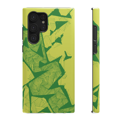 Electric Green and Gold Impact-Resistant Phone Case