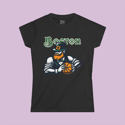 Boston Basketball Design Women's Softstyle Tee