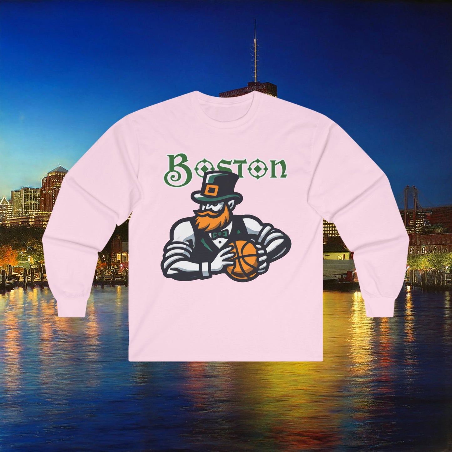 Boston Basketball Design Long Sleeve Tee