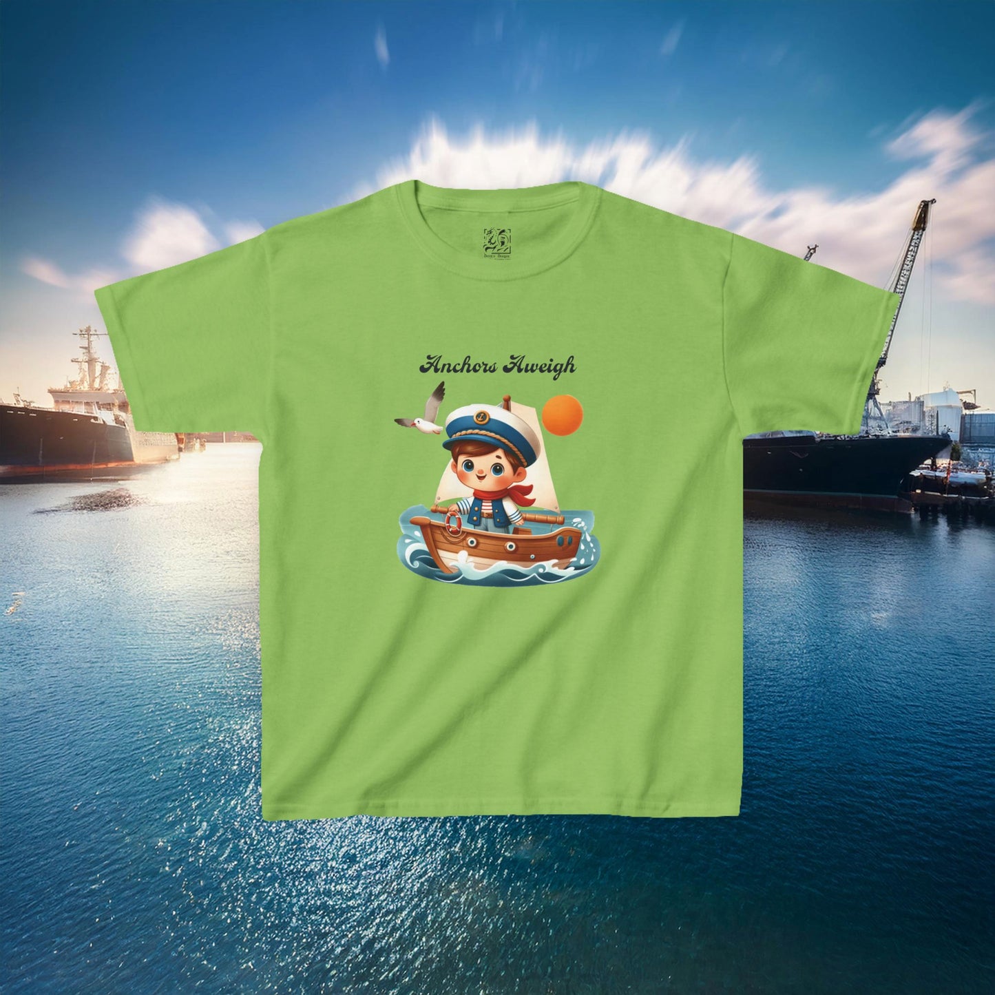 Navy Anchors Aweigh Kids Tee