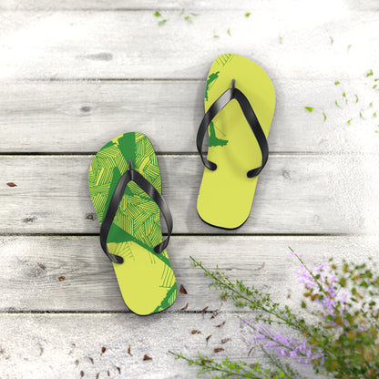 Electric Green and Gold Newcastle Flip Flops