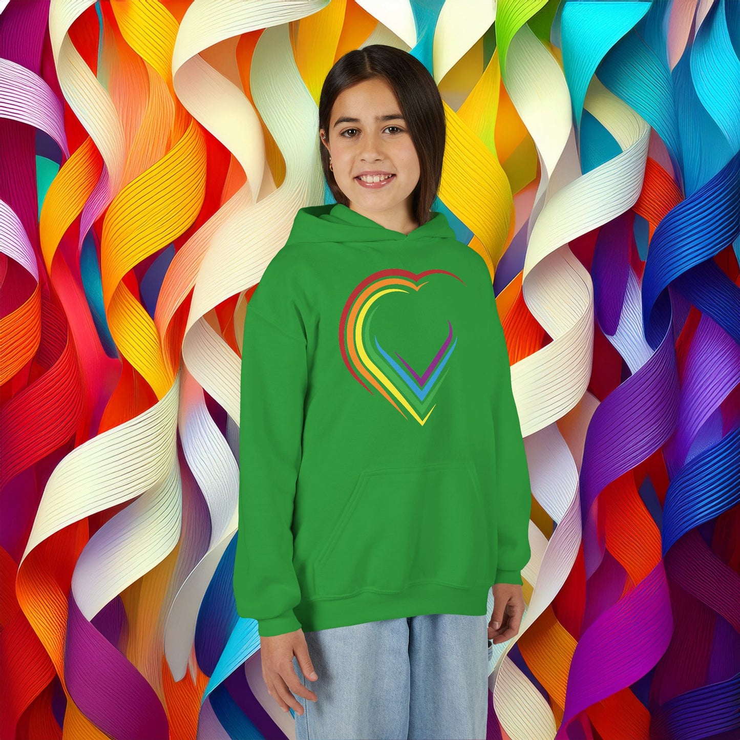Rainbow Heart Youth Hoodie