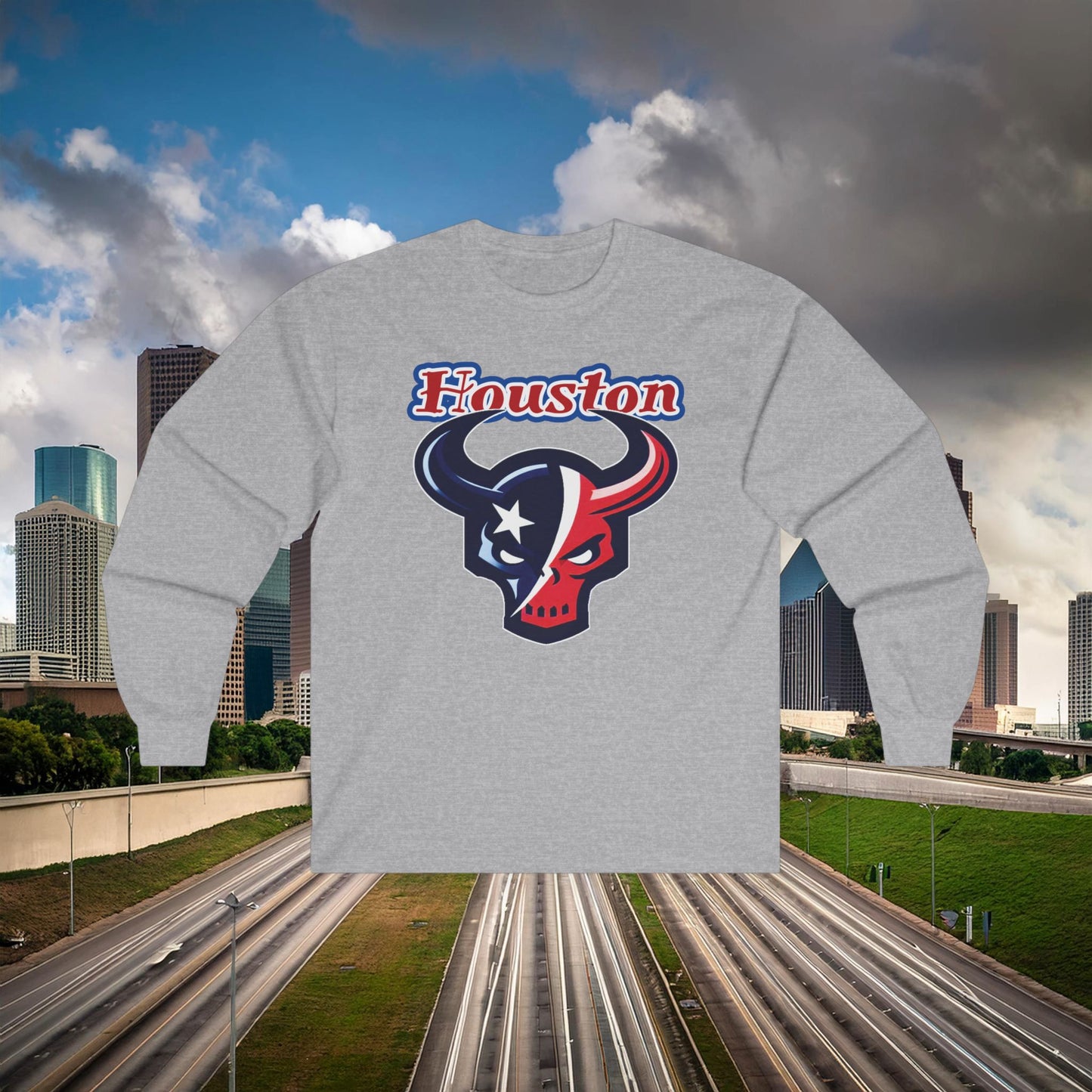Houston Skull Long Sleeve Tee
