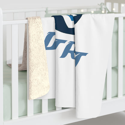 Detroit Football Blue Logo Sherpa Fleece Blanket