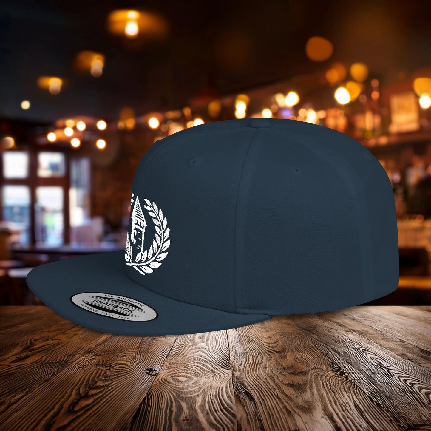 White Everton Logo Flat Bill Snapback