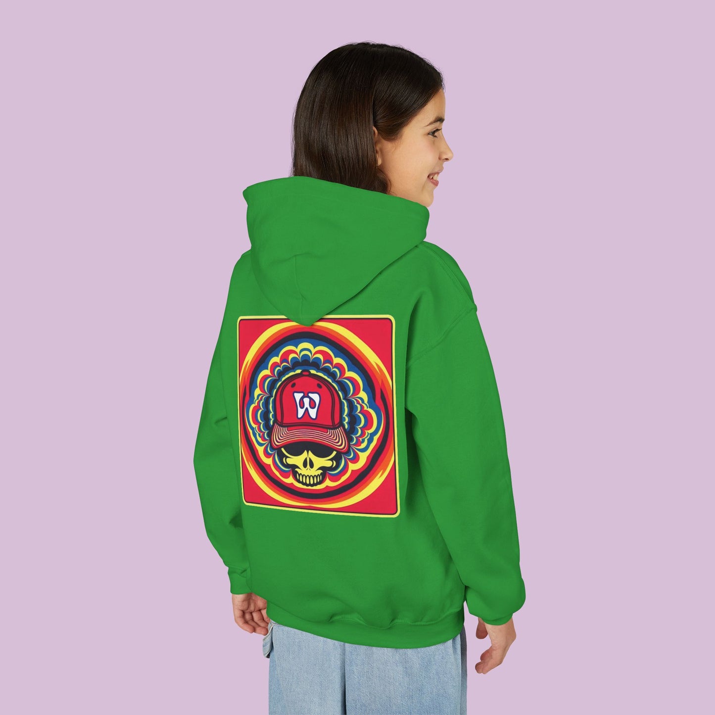 Psychedelic Funky W Skull Youth Hoodie