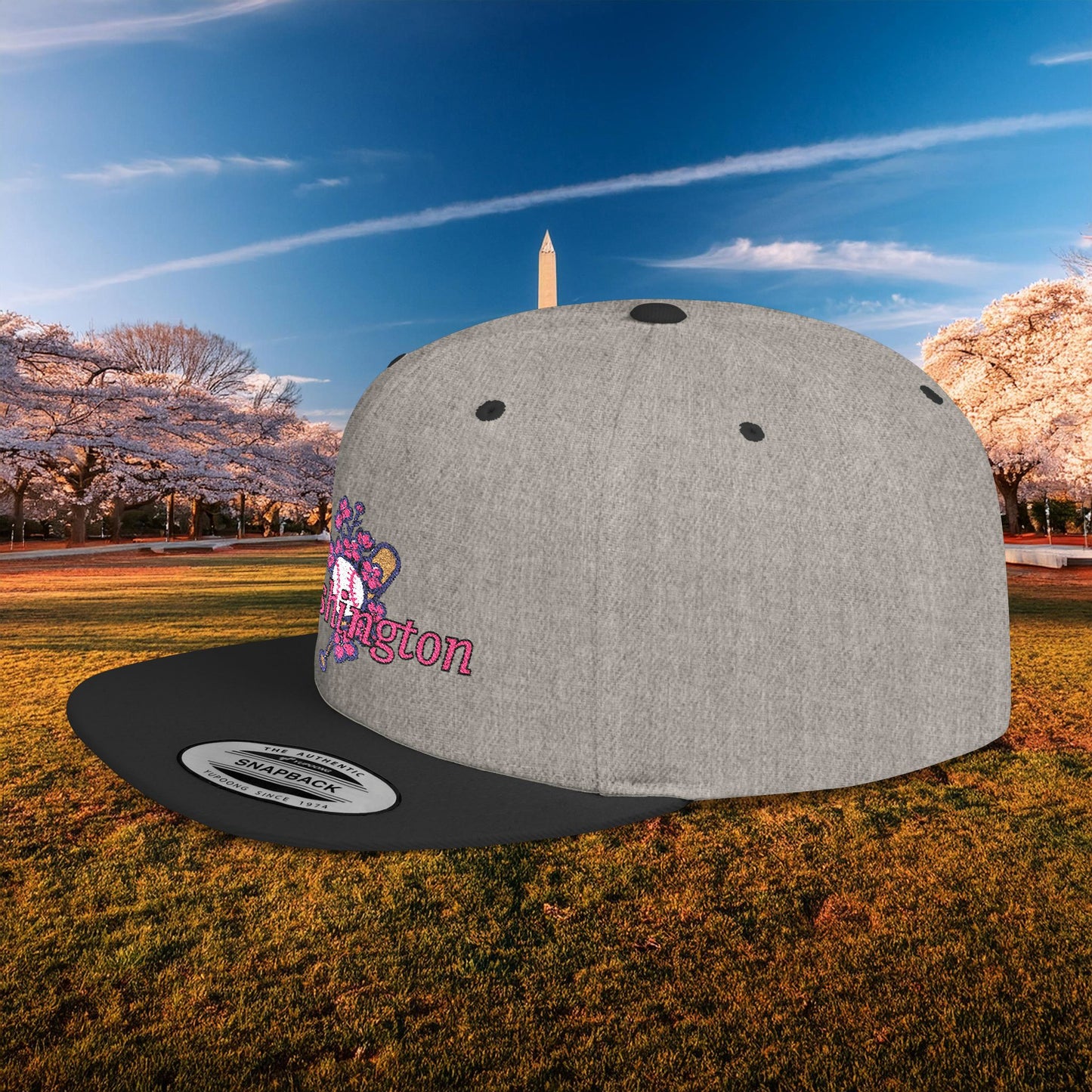 Washington Cherry Blossom Flat Bill Snapback