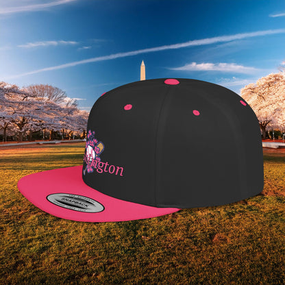 Washington Cherry Blossom Flat Bill Snapback