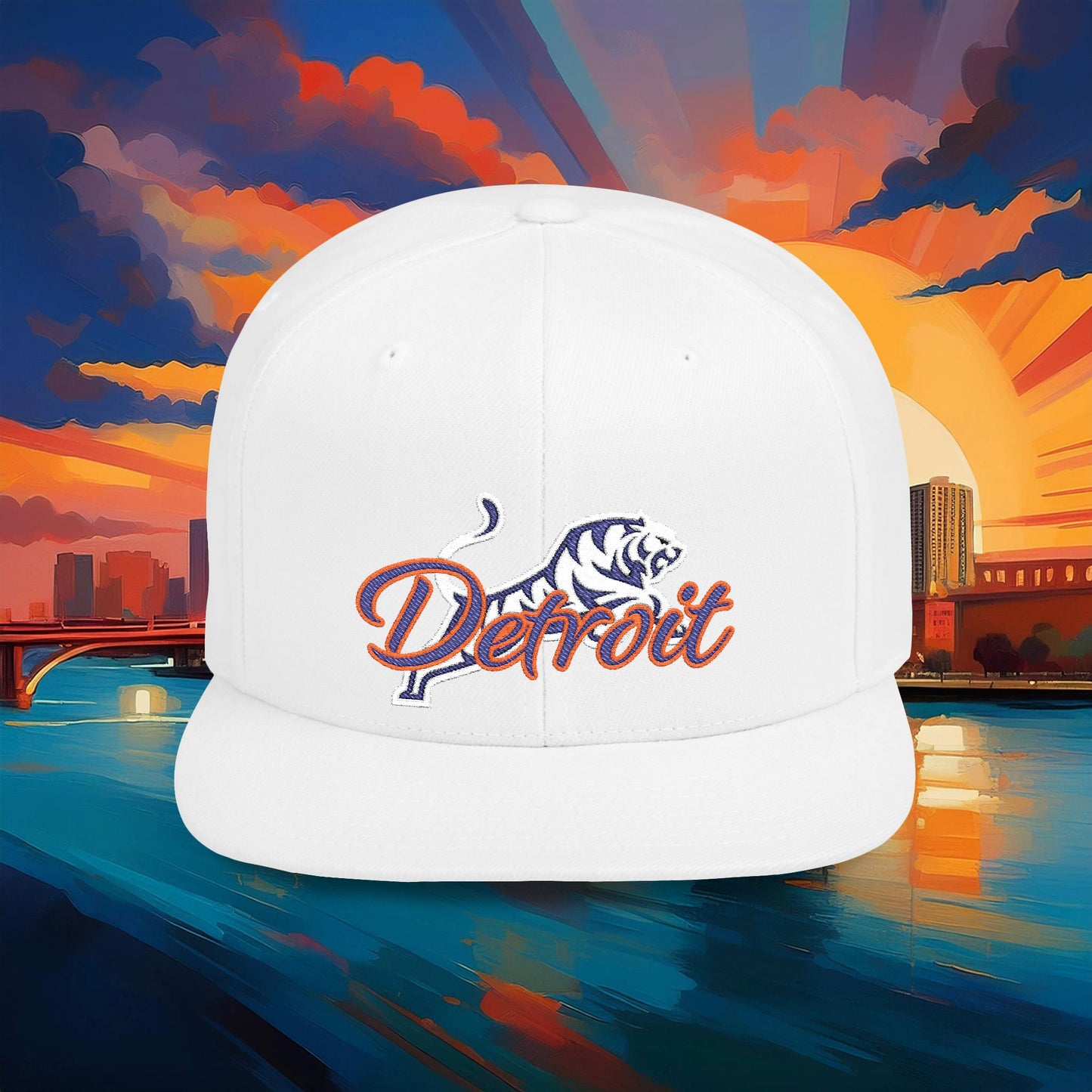 Detroit White Tiger Flat Bill Snapback