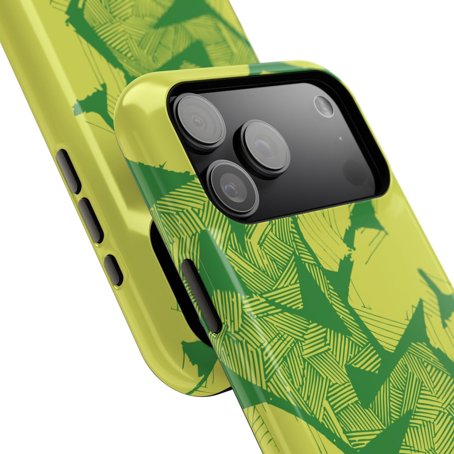 Electric Green and Gold Impact-Resistant Phone Case