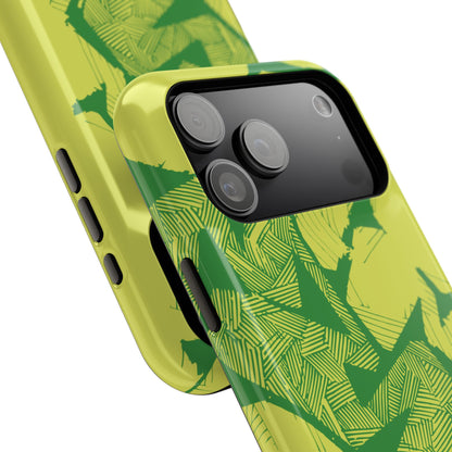Electric Green and Gold Impact-Resistant Phone Case