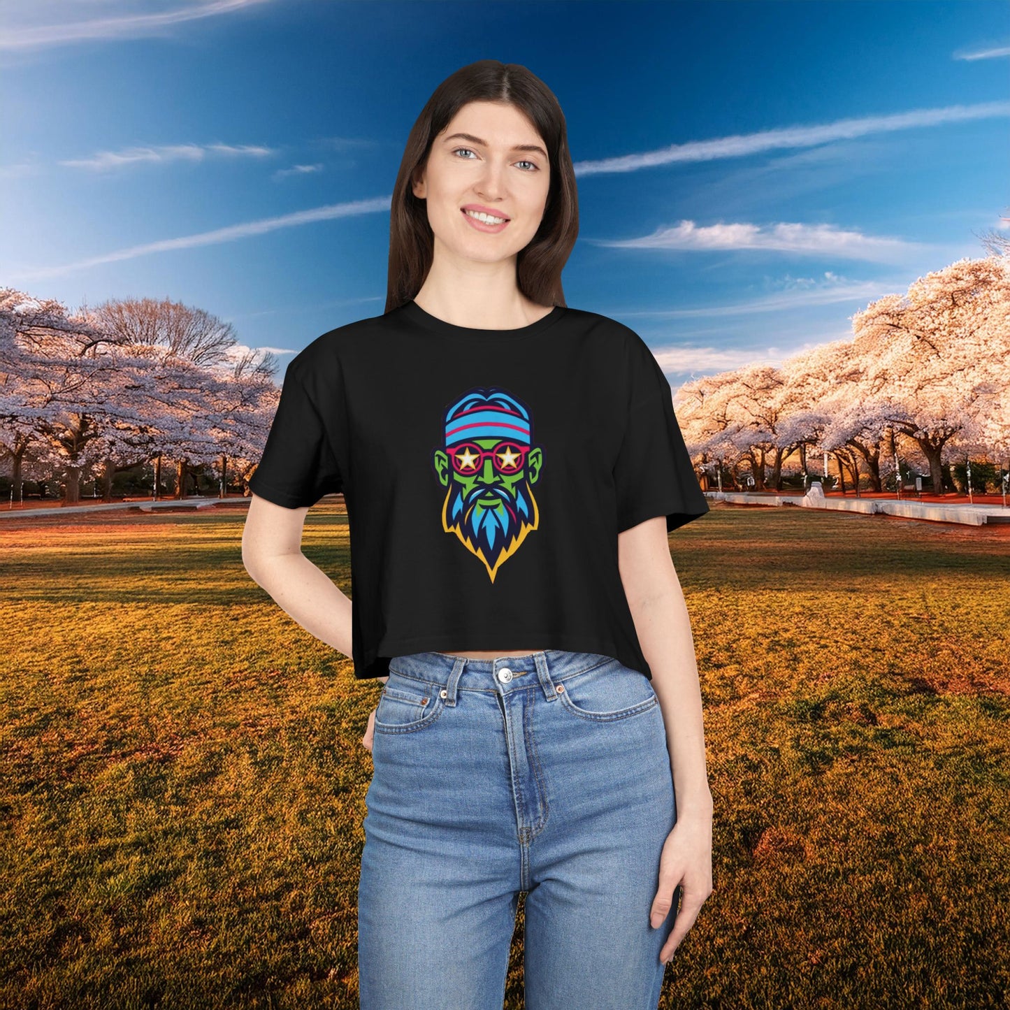 Psychedelic Wizard's Player Women's Crop Tee