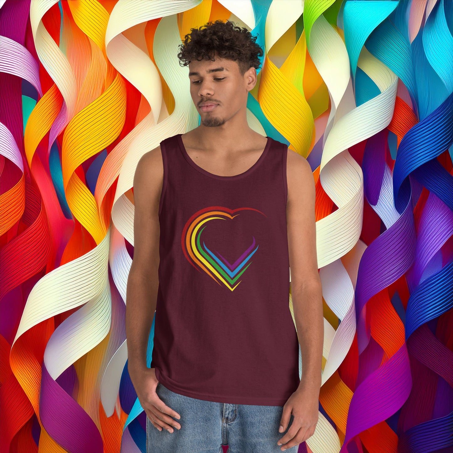 Rainbow Heart Unisex Tank Top