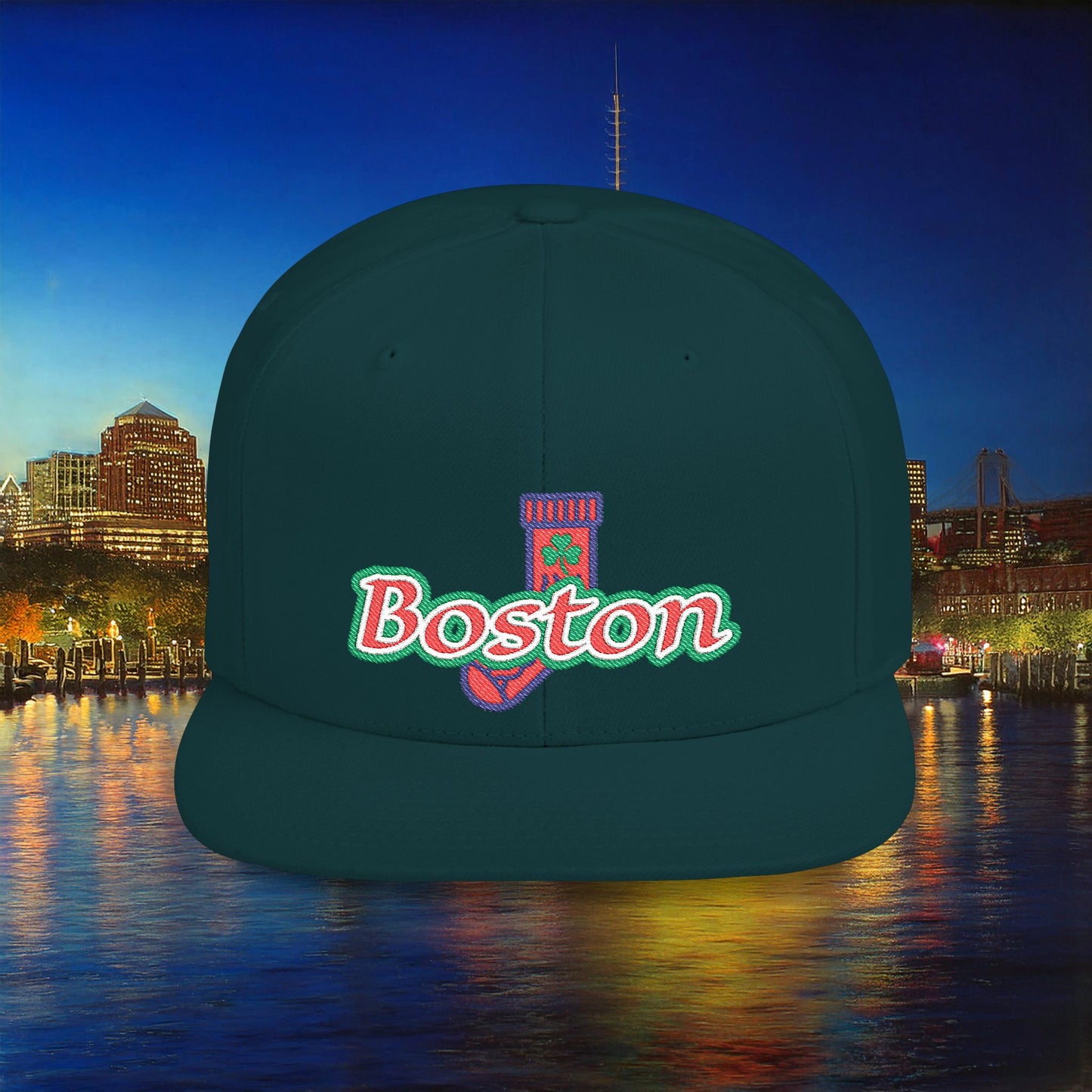 Boston Cable Knit Irish Sock Flat Bill Snapback