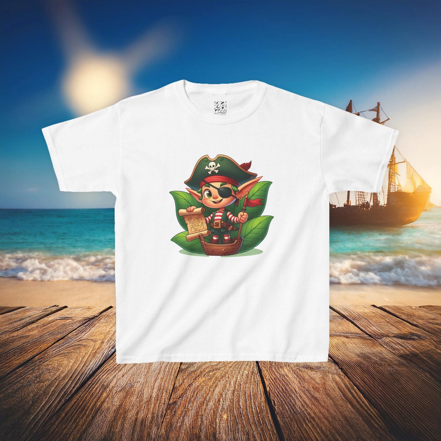 Elf Pirate Treasure Map Kids Tee