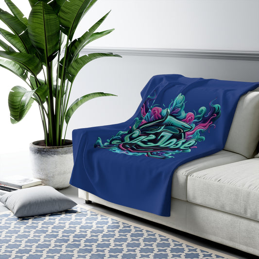 San Jose Hockey Neon Sherpa Fleece Blanket