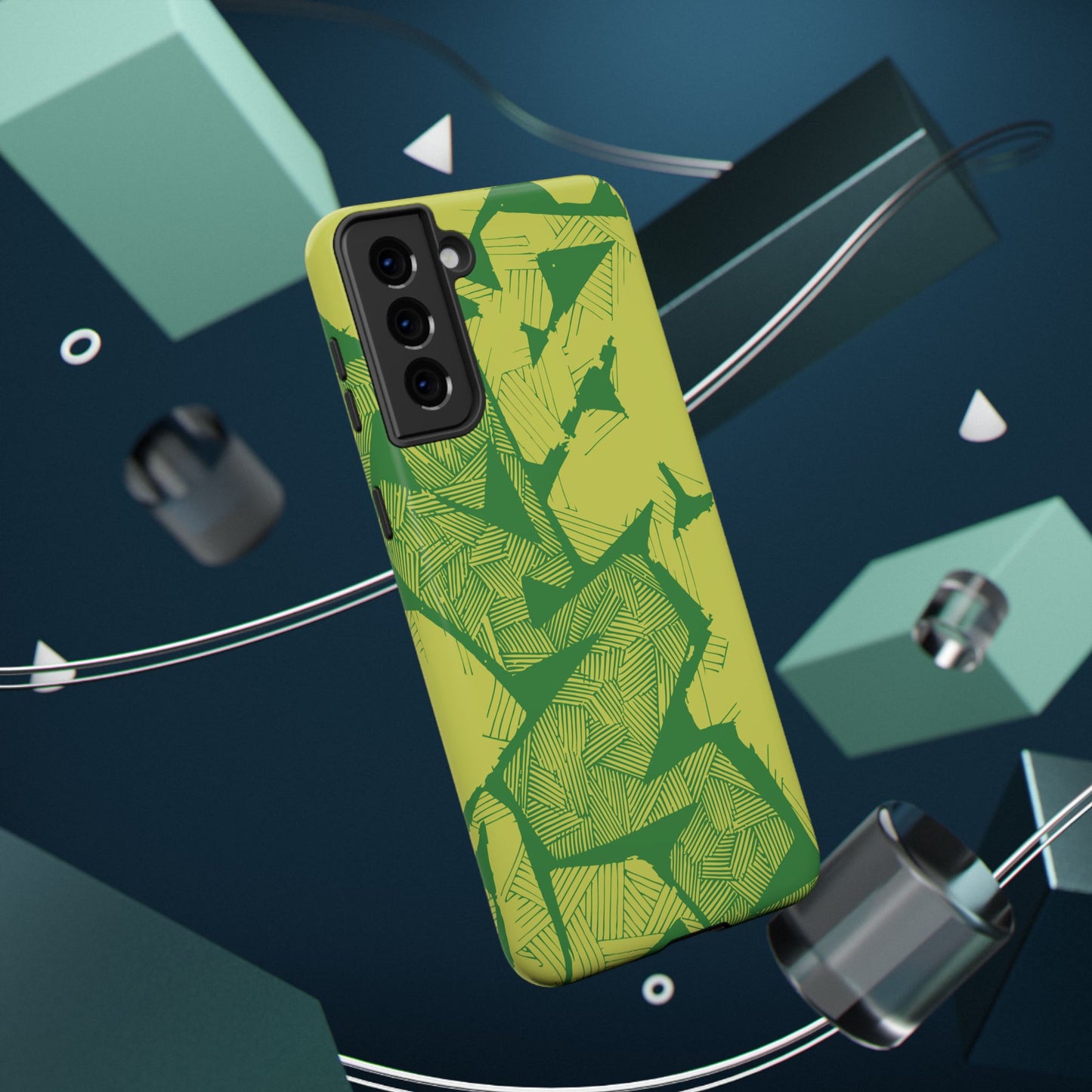 Electric Green and Gold Impact-Resistant Phone Case