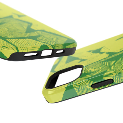 Electric Green and Gold Impact-Resistant Phone Case