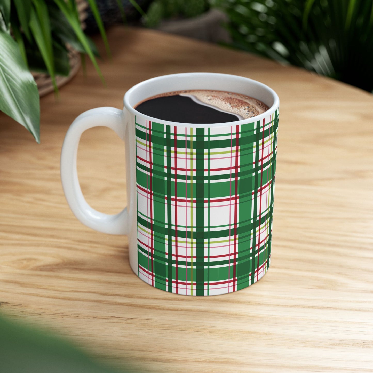 Green & Red Plaid Ceramic Mug (11oz/15oz)