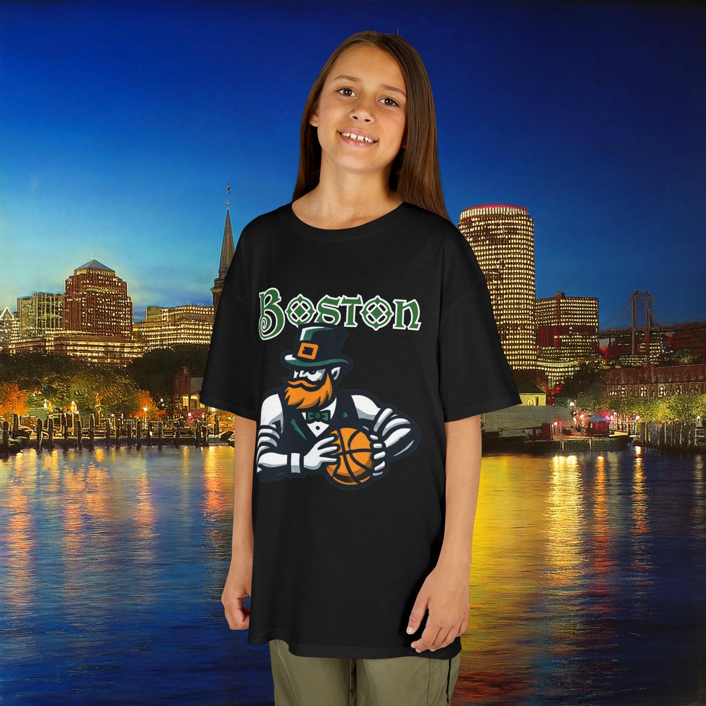 Boston Basketball Design Kids Tee