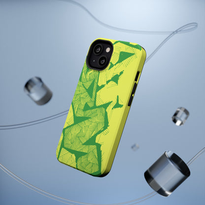 Electric Green and Gold Impact-Resistant Phone Case