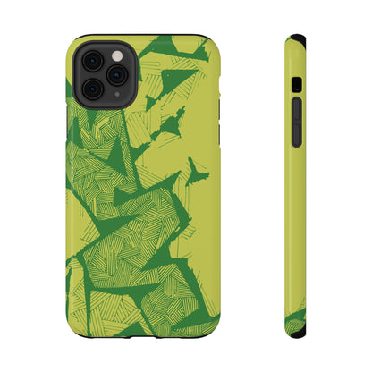 Electric Green and Gold Impact-Resistant Phone Case