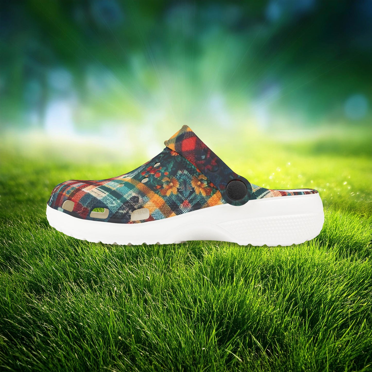 Floral Plaid Kid's Foam Clogs