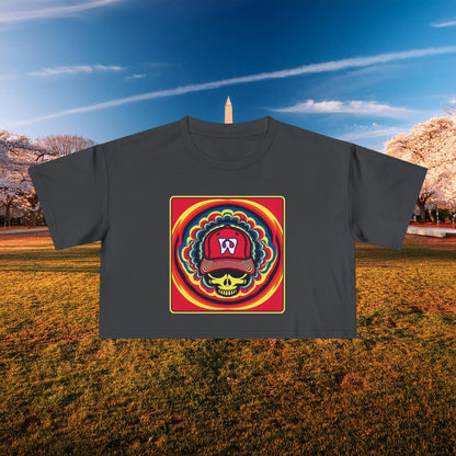 Psychedelic Funky W Skull Women's Crop Tee