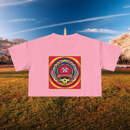 Psychedelic Funky W Skull Women's Crop Tee