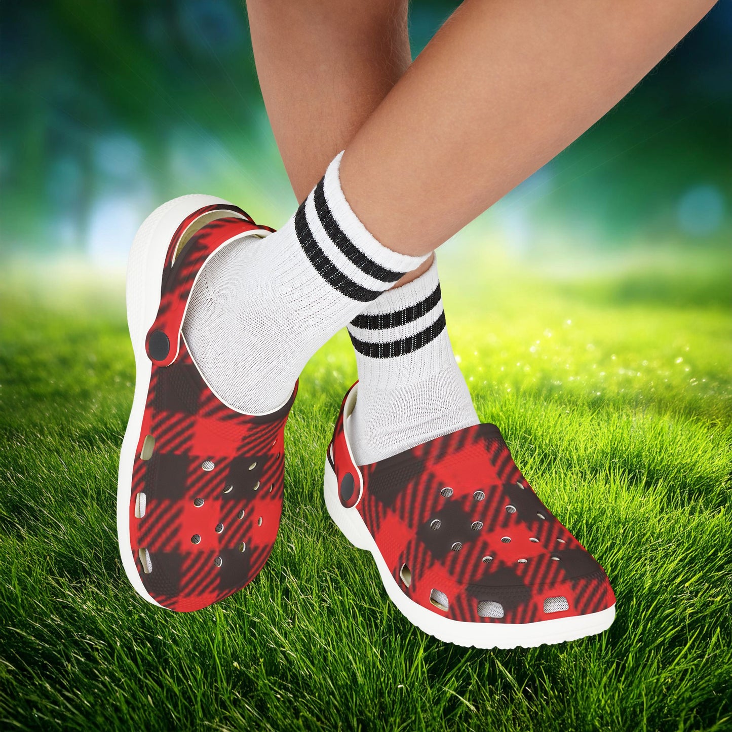 Red Buffalo Plaid Kid's Foam Clogs