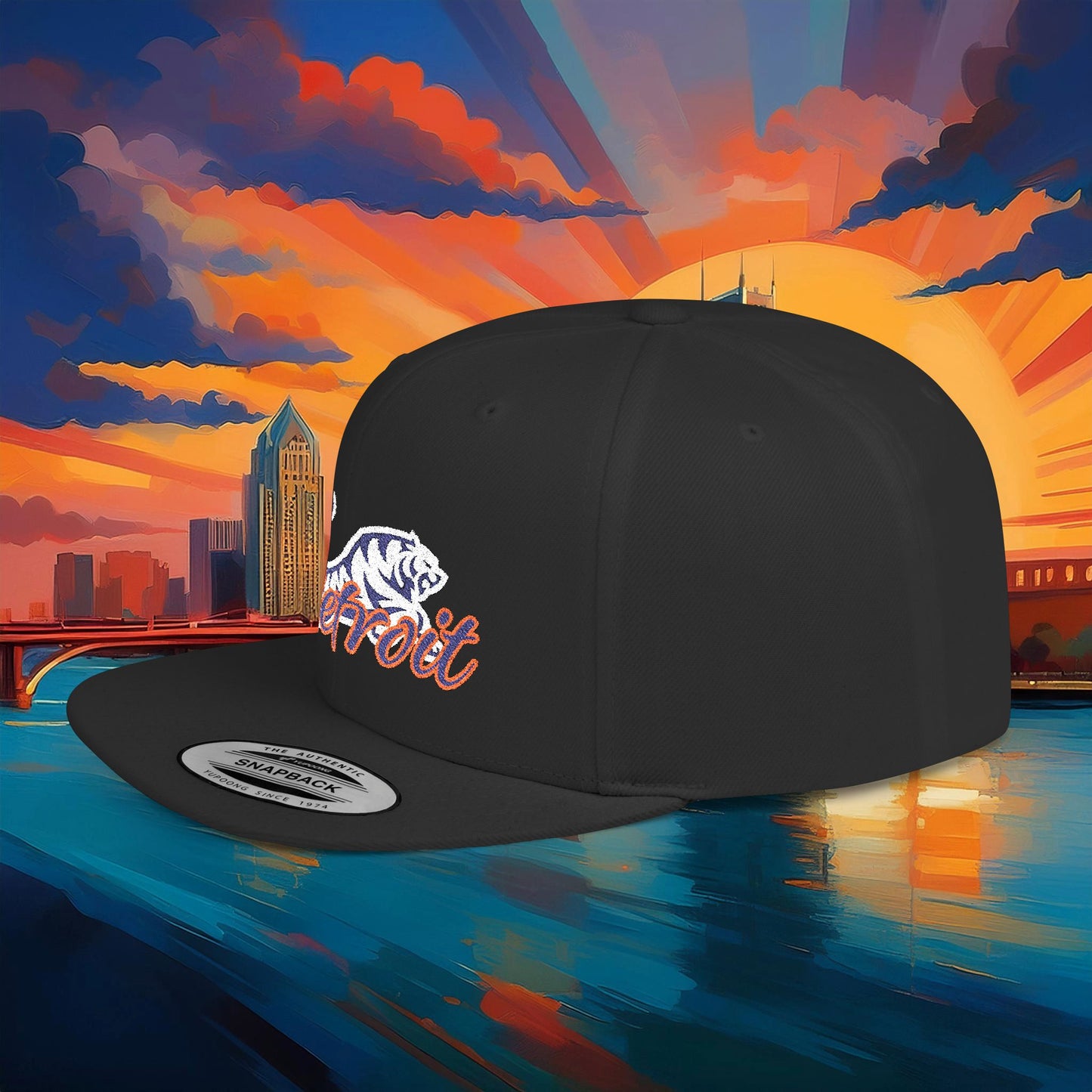 Detroit White Tiger Flat Bill Snapback