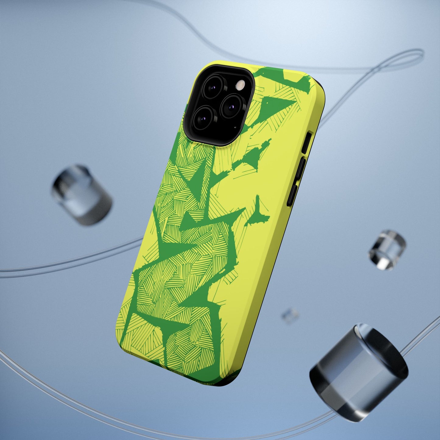 Electric Green and Gold Impact-Resistant Phone Case