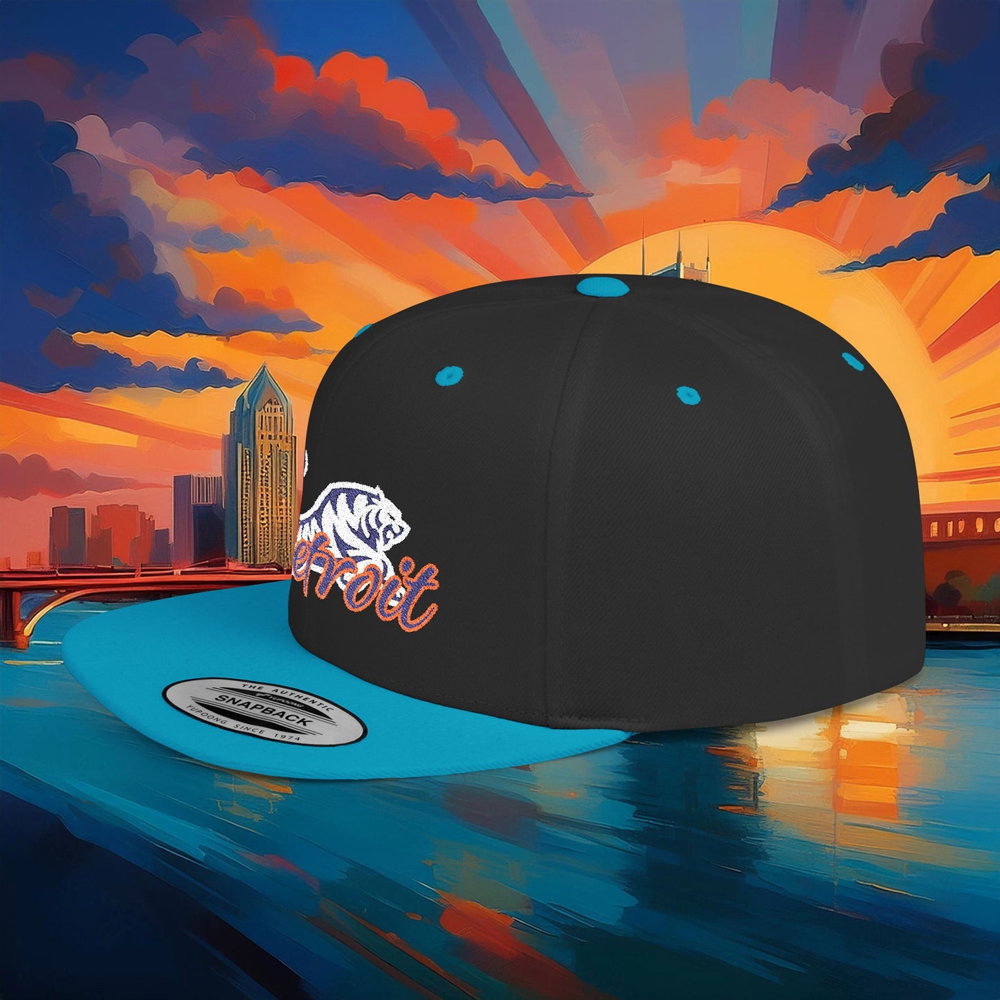 Detroit White Tiger Flat Bill Snapback