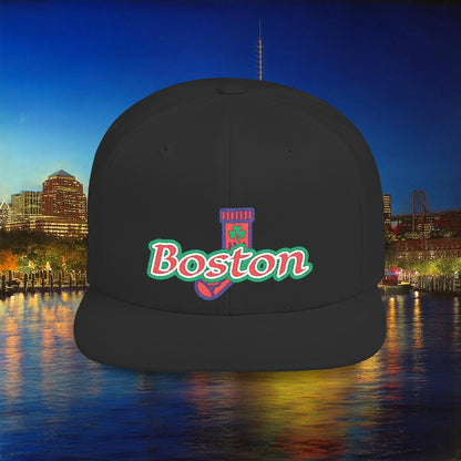 Boston Cable Knit Irish Sock Flat Bill Snapback
