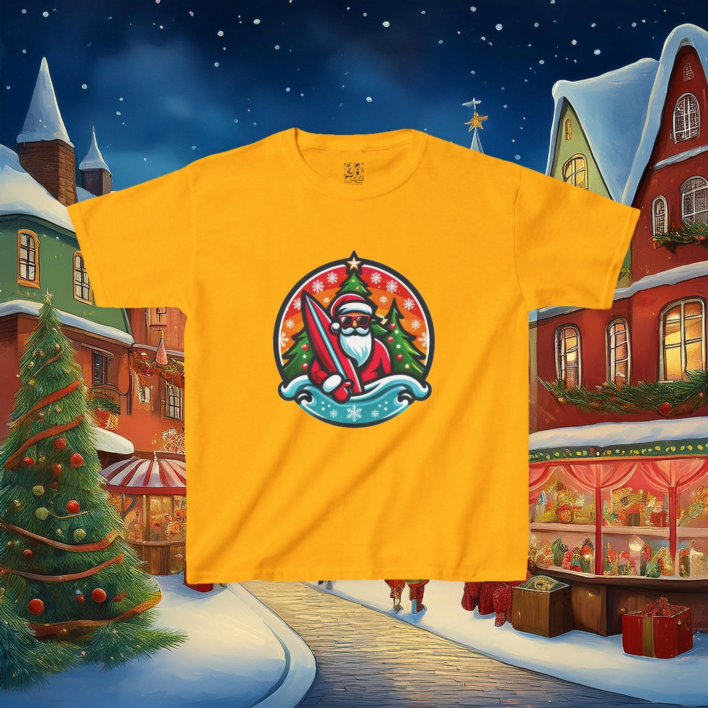 Catching Waves Santa Kids Tee