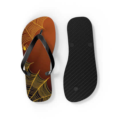 Orange Spider Web Flip Flops