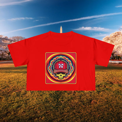 Psychedelic Funky W Skull Women's Crop Tee