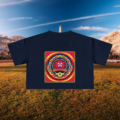 Psychedelic Funky W Skull Women's Crop Tee