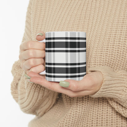 Black & White Plaid Ceramic Mug (11oz/15oz)