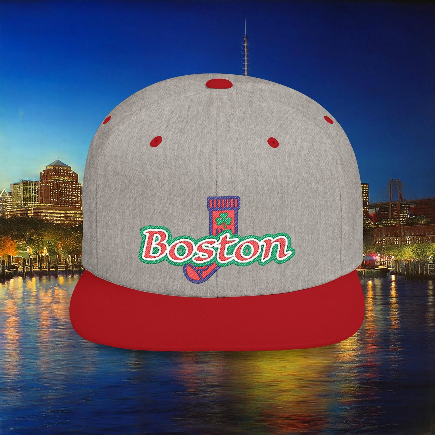 Boston Cable Knit Irish Sock Flat Bill Snapback